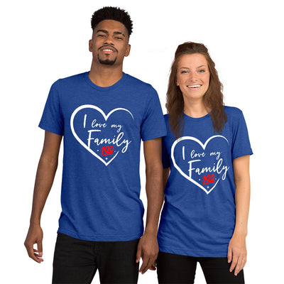 I love my family white unisex Tri-Blend t-shirt