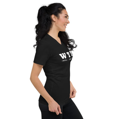 WTF White Unisex V-Neck T-Shirt