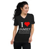 I Love Family White Unisex V-Neck T-Shirt