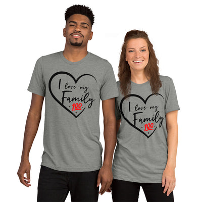 I love My Family Black unisex tri-blend t-shirt