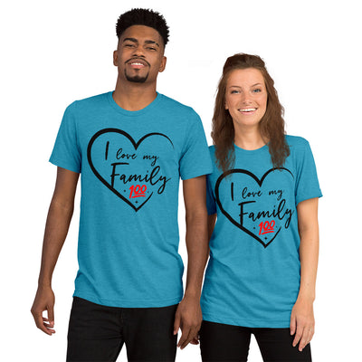 I love My Family Black unisex tri-blend t-shirt