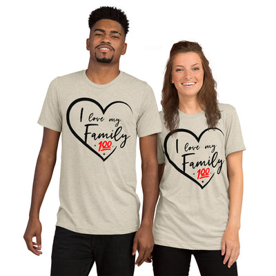 I love My Family Black unisex tri-blend t-shirt