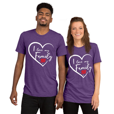 I love my family white unisex Tri-Blend t-shirt