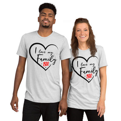 I love My Family Black unisex tri-blend t-shirt